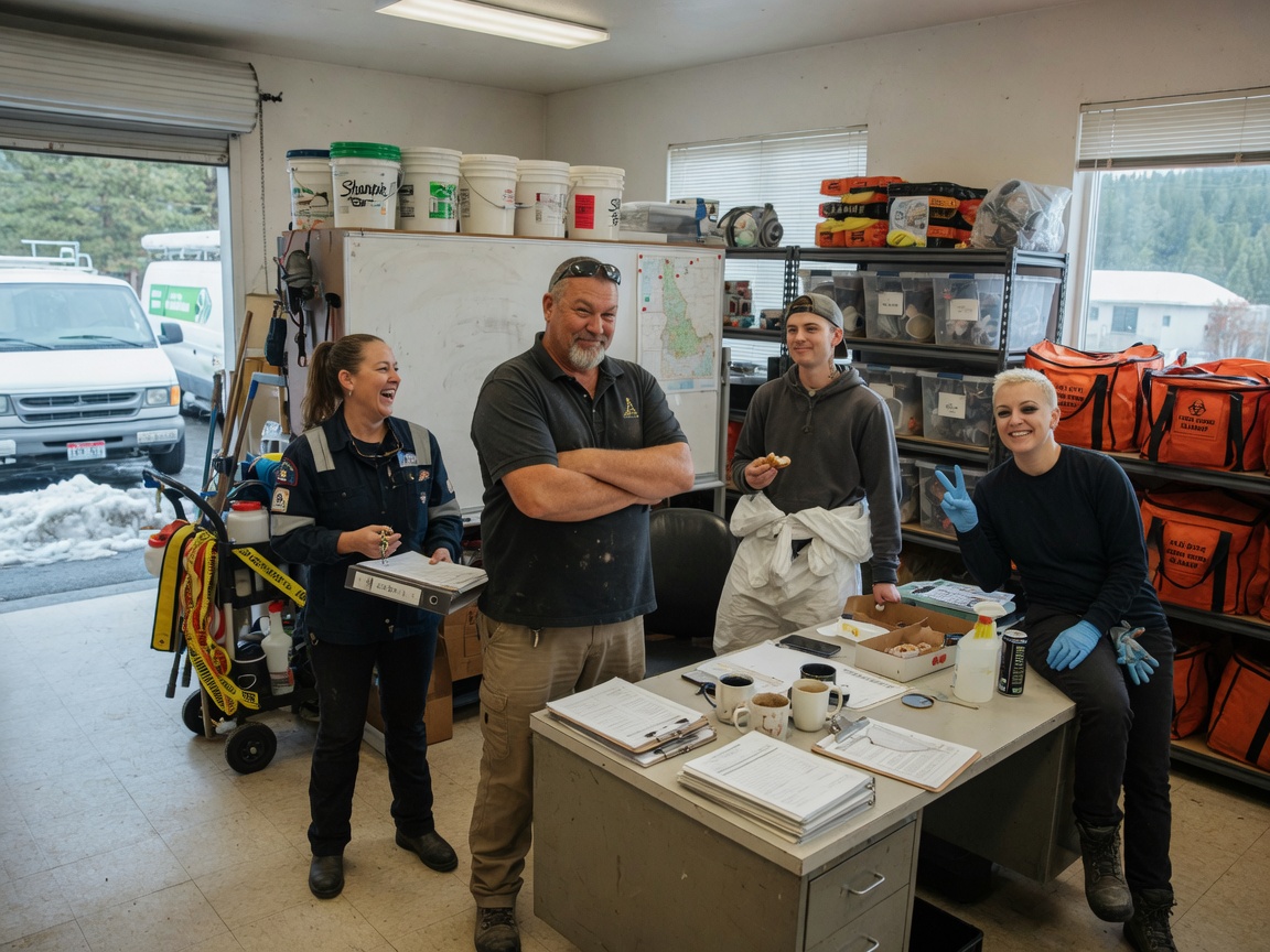 The Coeur d'Alene Bio Hazard Cleanup team at work in Coeur d'Alene